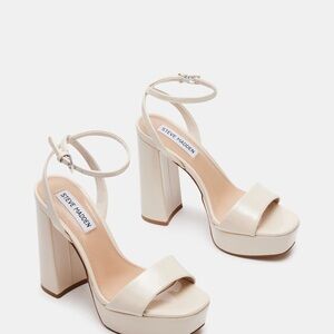 Steve Madden Cream Platform Sandals with Block Heel